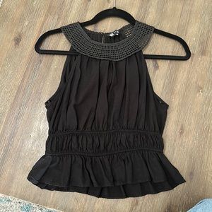 Zara viscose linen blend ruffle top size small euc